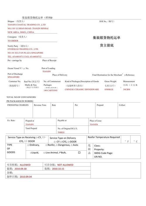 貨運(yùn)運(yùn)貨單貨運(yùn)單范本